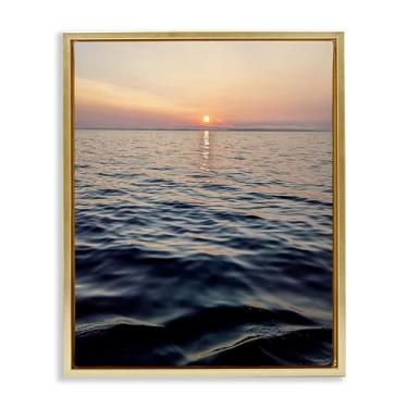 Imagem de Stupell Industries Sundown Waters Seascape Gold Framed Floater Canvas Wall Art Design por Kali Wilson, 21 x 17
