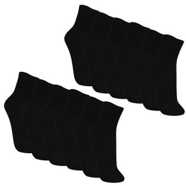 Imagem de Kit 12 Pares de Meias Esportivas Atoalhada Trifil Cano Medio , Preto, 