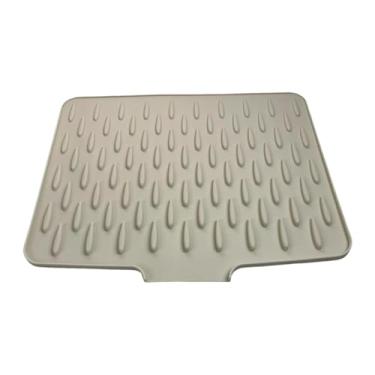 Imagem de YWJLQH Tapete de Secagem de Pratos Tapete de Pia Tapete de Escorredor de Cozinha Tapete de Silicone Macio Antiderrapante com Drenagem Inclinada Adequado para, Bege, Tamanho real