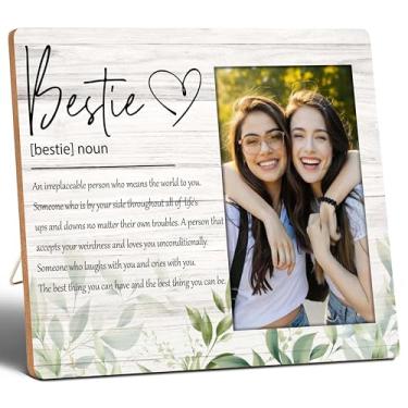Imagem de Porta-retrato Bestie 10 x 15 cm, presentes para melhor amigo, melhor amigo, suporte de parede e tampo de mesa, lembrancinhas de aniversário, Natal, Páscoa, época de volta às aulas etc. (085)