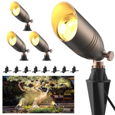 Imagem de Iluminação de paisagem com fio de latão maciço 12V baixa tensão, à prova d'água, para uso externo, elétrico, para quintal, árvore e jardim, luzes de bronze, lâmpada MR16 não incluída (clássica, pacote