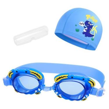 Imagem de Kit touca e óculos de natação infantil piscina com desenhos divertidos