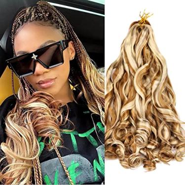 Imagem de Cabelo trançado pré-esticado 50,8 cm cabelo solto ondulado crochê 8 pacotes cabelo ondulado ondulado trançado saltitante sintético encaracolado (27613, 40,6 cm (pacote com 8))