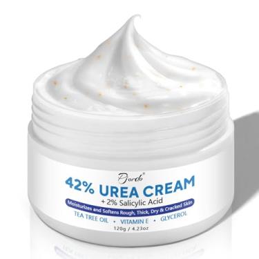 Imagem de Pjordo Creme de ureia 42% com 2% de ácido salicílico, creme para pés e calcanhares secos e rachados, loção reparadora para os pés, força máxima com óleo de melaleuca, vitamina E para hidratar a pele