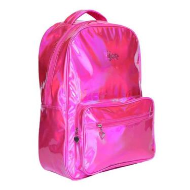 Imagem de Mochila de Costas pra Jovem Adolescente Holográfica PVC 44cm - Yin's, 