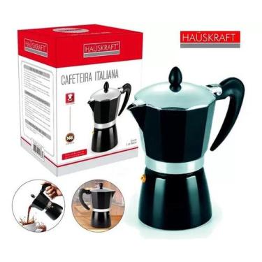 Imagem de Cafeteira Italiana Alumínio Preta Para 6 Xícaras Café Hauskraft