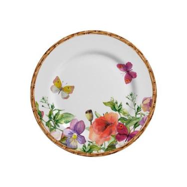 Imagem de Conjunto com 6 Pratos de Sobremesa Flores Rattan Ø21cm - Alleanza Cerâ