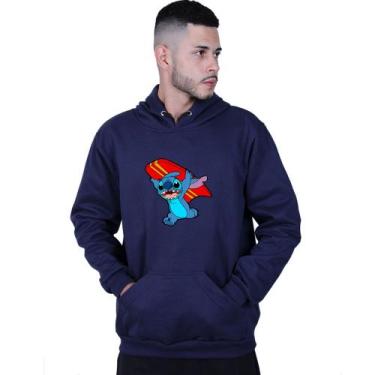 Imagem de Moletom Unissex Canguru Lilo Stitch Surf - Lafre, Azul marinho, G
