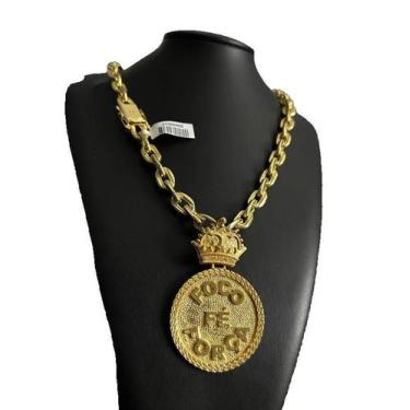 Imagem de Cordão Cadeado + Pingente Banhado Ouro 70cm - Tojoia18K