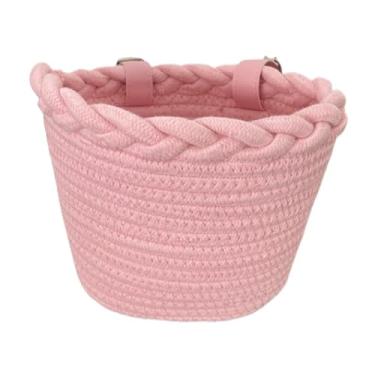 Imagem de Dynwave Cesta de bicicleta infantil, triciclo, acessório de transporte, cesta de guidão removível com alças ajustáveis ​​para meninos e meninas, piqueniques e, Rosa