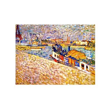 Imagem de Impressão em tela de paisagem, pintura famosa, imagem de arte de parede - Sena e Torre Eiffel - pôster para sala de estar decoração de banheiro 70 x 90 cm 27 x 35 polegadas sem moldura