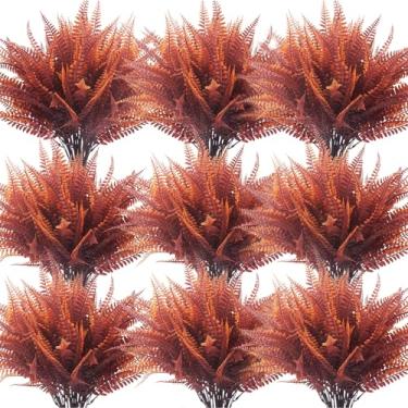 Imagem de Zeyune 56 pacotes de plantas artificiais de outono ao ar livre, arbustos falsos de samambaias de Boston, outono, resistente a UV, vegetação sintética para o dia de Ação de Graças, ao ar livre, jardim