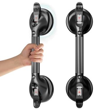 Imagem de DAILYLIFE Barras de apoio para banheiras e chuveiros, alças de chuveiro de 43 cm para sucção de idosos, barra de apoio de chuveiro de segurança de 136 kg para idosos e idosos, preta (pacote com 1)