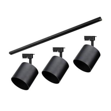 Imagem de Kit Trilho Taschibra Com 3 Spot Track Ar111 Gu10 Bivolt Preto