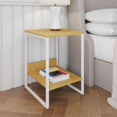 Imagem de Mesa Cabeceira Industrial Lateral De Cama Canela Tókio Base Ferro Bran