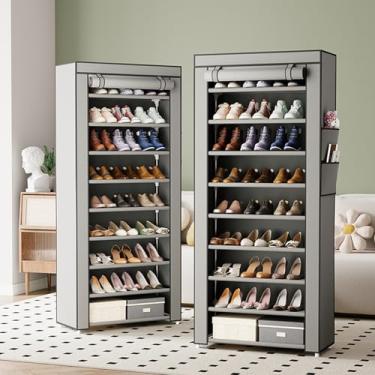 Imagem de BEMMY Sapateira com Capas com 10 Níveis, Organizador de Prateleiras Altas para Sapatos, Organizador de Sapatos de Grande Capacidade e Economia de Espaço, Organizador de Sapatos Autônomo (Cinza)