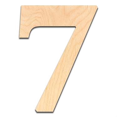 Imagem de Letras de madeira inacabadas com espessura de 0,6 cm. Cortado de madeira compensada de bétula, pronto para pintura ou coloração. Excelente para decoração de casa, placas de escritório e decorações de festa., 7, 4", 1
