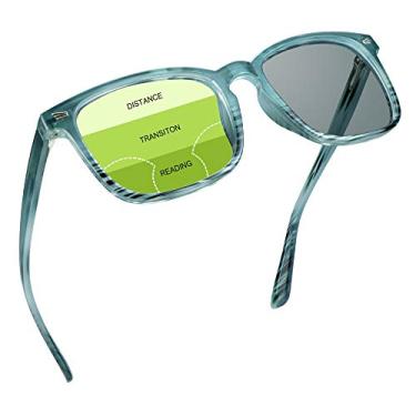 Imagem de YEIN Óculos presbiopicos multifocais progressivos, óculos de sol cinza fotocrômicos, ampliação de 0,00/+1,00 para homens/mulheres, Azul ardósia, 0/+1.00