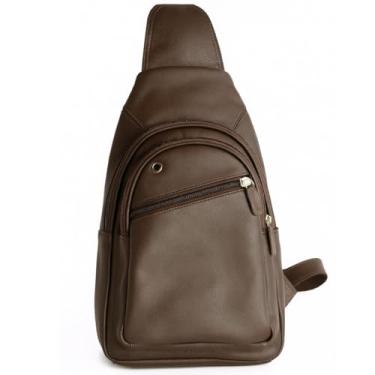 Imagem de Bolsa Transversal em Couro Legítimo – Masculina e Feminina Elegante, Versátil e Premium Estilosa Elegante 012 (Marrom)