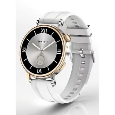 Imagem de Smartwatch Feminino Áurea à Prova D'água, Display Alta Definição, Monitoramento de Esportes, Bateria de 3 Dias, 2 Pulseiras, um smartwatch com classe e estilo. COR:(Prata e Dourado)