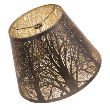 Imagem de Abajur pequeno de metal dourado, abajures para abajur de mesa e abajur, mini abajur ocidental moderno, topo de 15 cm x 25 cm inferior x 19 cm de altura (árvore de bronze)