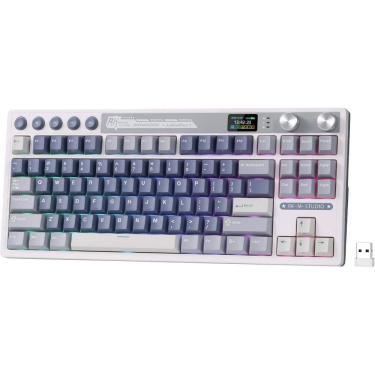 Imagem de Teclado Mecânico Royal Kludge RKM87 75%  Sem Fio Switch Bege