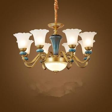 Imagem de Lâmpada Pendente Lustre LED Retro Cerâmica (C 3 Luzes) - Para Sala De Estar, Quarto, Estudo, Restaurante, Hotel, Café & Villa (L 8 luzes)