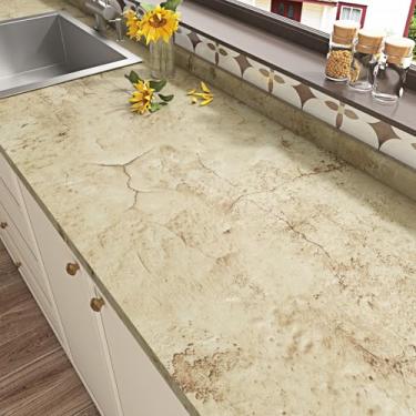 Imagem de Wallderful Papel de parede de concreto rachado caramelo descasque e cole papel de parede vintage texturizado envelhecido bege cal pedra industrial papel de contato para bancadas armário quarto parede