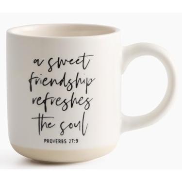 Imagem de Presente da amizade, caneca de café cristã A Sweet Friendship Refreshes The Soul, Provérbios 27:9, caneca de café de cerâmica - 400 ml, pode ir ao micro-ondas e à lava-louças