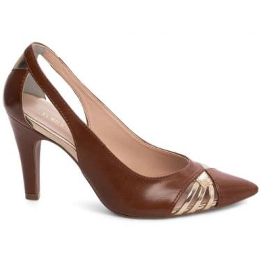 Imagem de Sapato Social Scarpin Salto Alto Bico Fino Feminino Luxo 9 cm Caramelo