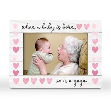 Imagem de CGBHW Porta-retrato Yaya Gifts, presentes para avó pela primeira vez, presente de anúncio de bebê para nova avó, netos recém-nascidos, netos, porta-fotos, 10 x 15 cm, horizontal para exibição de mesa