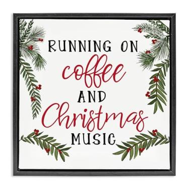 Imagem de Stupell Industries Coffee & Christmas Music Black Framed Floater Canvas Wall Art, design by Dogwood Portfolio, 25 x 25