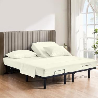 Imagem de Mellowing Jogo de lençol com cabeça dividida Flex 800 fios Cal King para camas ajustáveis - Lençóis King para cama número de dormir - Conjunto de lençóis 100% algodão egípcio com 4 peças (45,7 cm de
