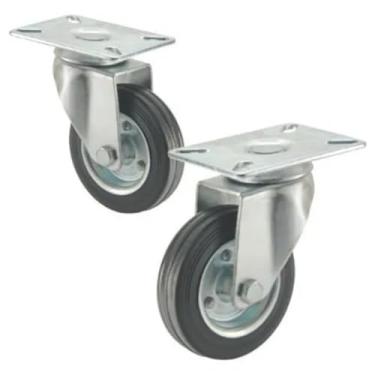 Imagem de 2 Rodizio borracha giratório 3 pol. placa s/freio rolamento rolete