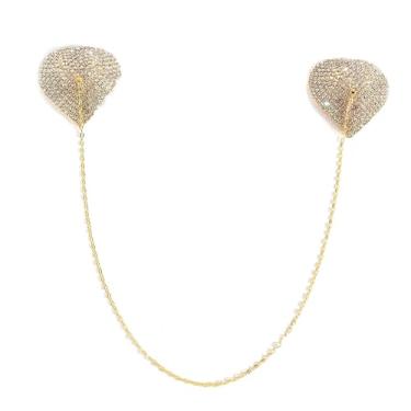 Imagem de Niaspi Corrente corporal com strass coração pastéis para mulheres, corações de amor, zircônia cúbica, sexy, corrente de peito, adesivos de cobertura de mamilo, anéis falsos, biquíni, praia, moda