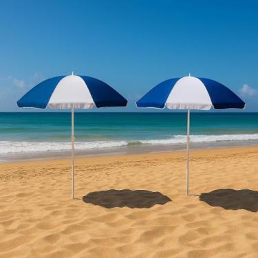 Imagem de Kit 2 Guarda Sol De Praia 1,80 Metros Mor Azul Em Branco Mor