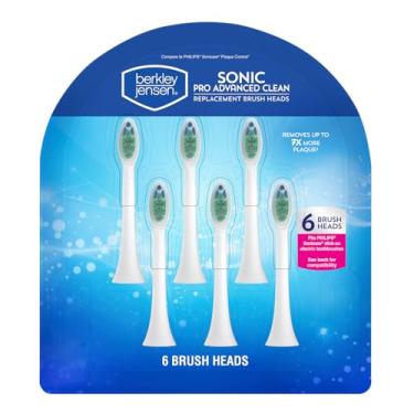 Imagem de berkley jensen Cabeças De Escova Dentes Reposição, Sonic Pro Advanced Clean (Pacote Com 6) Compatível A Philips Sonicare Standard, Remove Até 7 Vezes Mais Placa Bacteriana