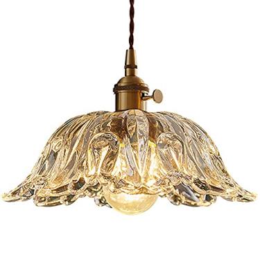 Imagem de Luzes LED Flor Abajur de Vidro Luminária de Cabeceira Luminária de Latão Suporte de Lâmpada Restaurante Lustre Decoração de Balcão de Bar Luminária Pendurada Luminária Luminária Base E27