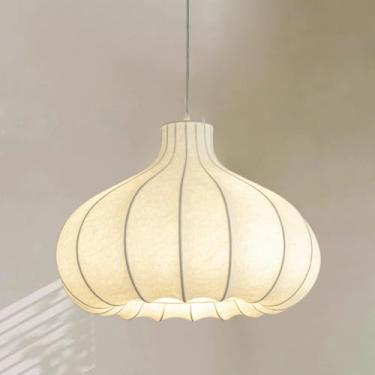 Imagem de Lustre de tecido moderno, luminária pendente, lanterna de seda, luminária suspensa, luminária de mesa de jantar, luminária criativa de teto suspenso para restaurante, showroom, luminária de