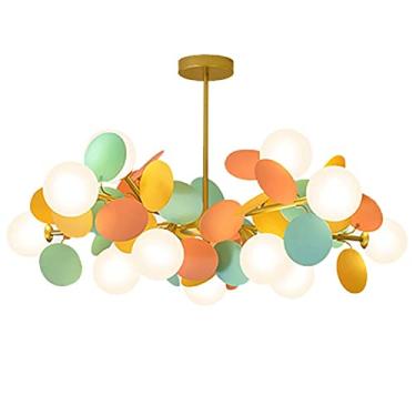 Imagem de Lustre moderno Lustre moderno, iluminação pendente G9, luminárias de teto semi-embutidas de meados do século para quarto, cozinha, sala de jantar, casa de fazenda (cor: multicolorido)