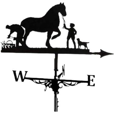 Imagem de Cata-vento de ferro de metal cata-vento retrô cata-vento jardim pátio quintal decoração montagem de telhado de casa de fazenda, decoração de telhado, jardim bebendo