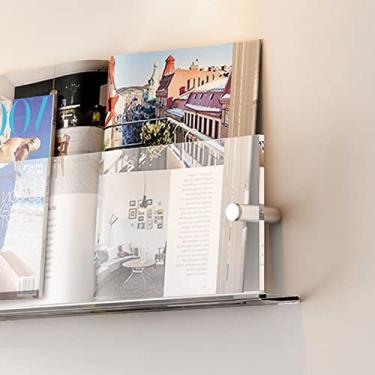 Imagem de Prateleira de suporte de folheto de acrílico para exibição, suporte de revista à prova d'água, organizador de correspondência, suporte de parede para armazenamento de literatura (tamanho: 120 cm) ()