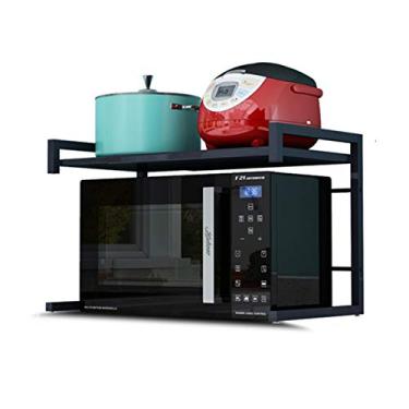 Imagem de Prateleira de micro-ondas, suporte de prateleira de cozinha de aço inoxidável, suporte de micro-ondas, suporte de forno com almofada antiderrapante, comprimento ajustável, prateleiras organizadoras de
