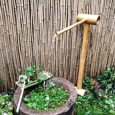 Imagem de Fonte de água de bambu com bomba, fonte solar Feng Shui Zen, decoração de paisagismo de água de jardim, para interior e exterior, B, 78,7 cm, criatividade