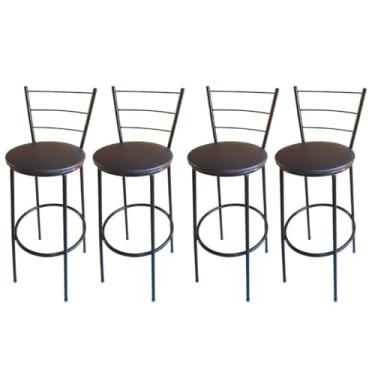 Imagem de Kit 4 Banqueta Alta Tipo Bistro Preto Para Cozinha Área Gourmet 70cm Altura do Assento até o Chão (Kit 4 Banquetas com encosto)