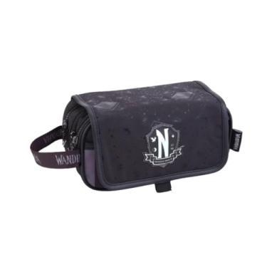 Imagem de Estojo Triplo Escolar Wandinha Addams 3 Divisórias Grande (Preto)