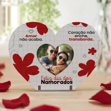 Imagem de Lembrancinha Coração MDF Mini Porta Retrato Feliz dia Dos Namorados - 