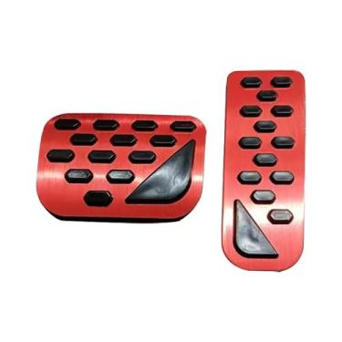 Imagem de zoomto 2 peças de alumínio antiderrapante desempenho nti-slip sem perfuração pedais descanso pedal acelerador pedal de freio capa para Jeep Grand Cherokee 2023 2024 2025 (VERMELHO)