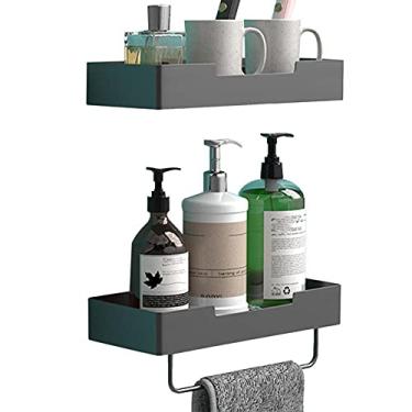 Imagem de WYUYIWH Suporte de chuveiro sem perfuração Prateleiras de chuveiro adesivas antiferrugem para espaço de parede de alumínio para cozinha banheiro - Preto_2 camadas 30 cm