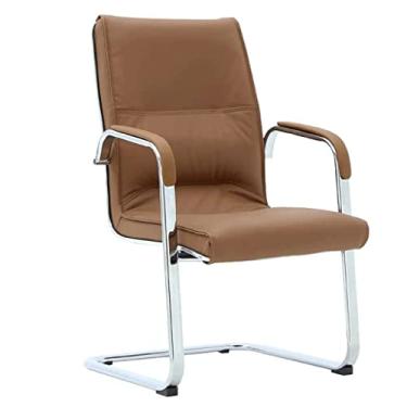 Imagem de TLTDSMYF Cadeiras de secretária de escritório cadeira de escritório com apoio de braços duplos de PU cadeira de secretária confortável cadeira ergonómica para computador armação de metal cadeiras